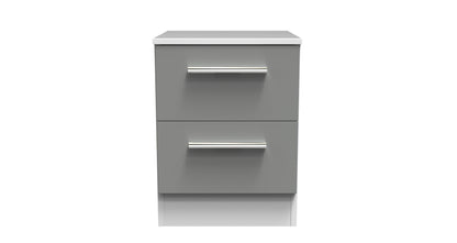 Contrast Bedside Table Grey & White 2 Drawers 51cm