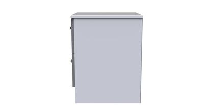 Contrast Bedside Table Grey & White 2 Drawers 51cm