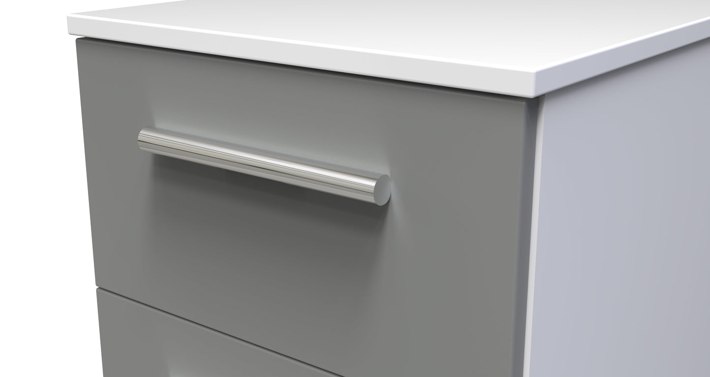 Contrast Bedside Table Grey & White 2 Drawers 51cm