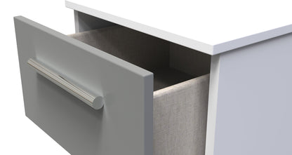 Contrast Bedside Table Grey & White 2 Drawers 51cm