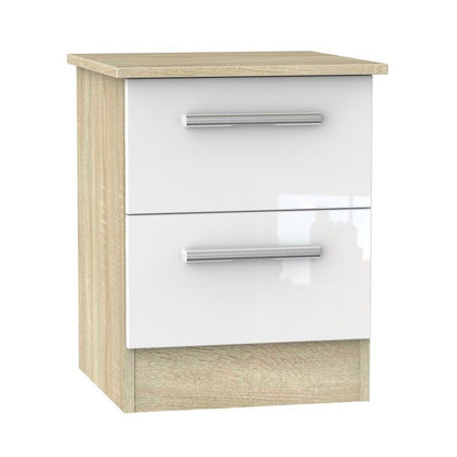 Swift Buxton Slim Bedside Table Natural & White 2 Drawers