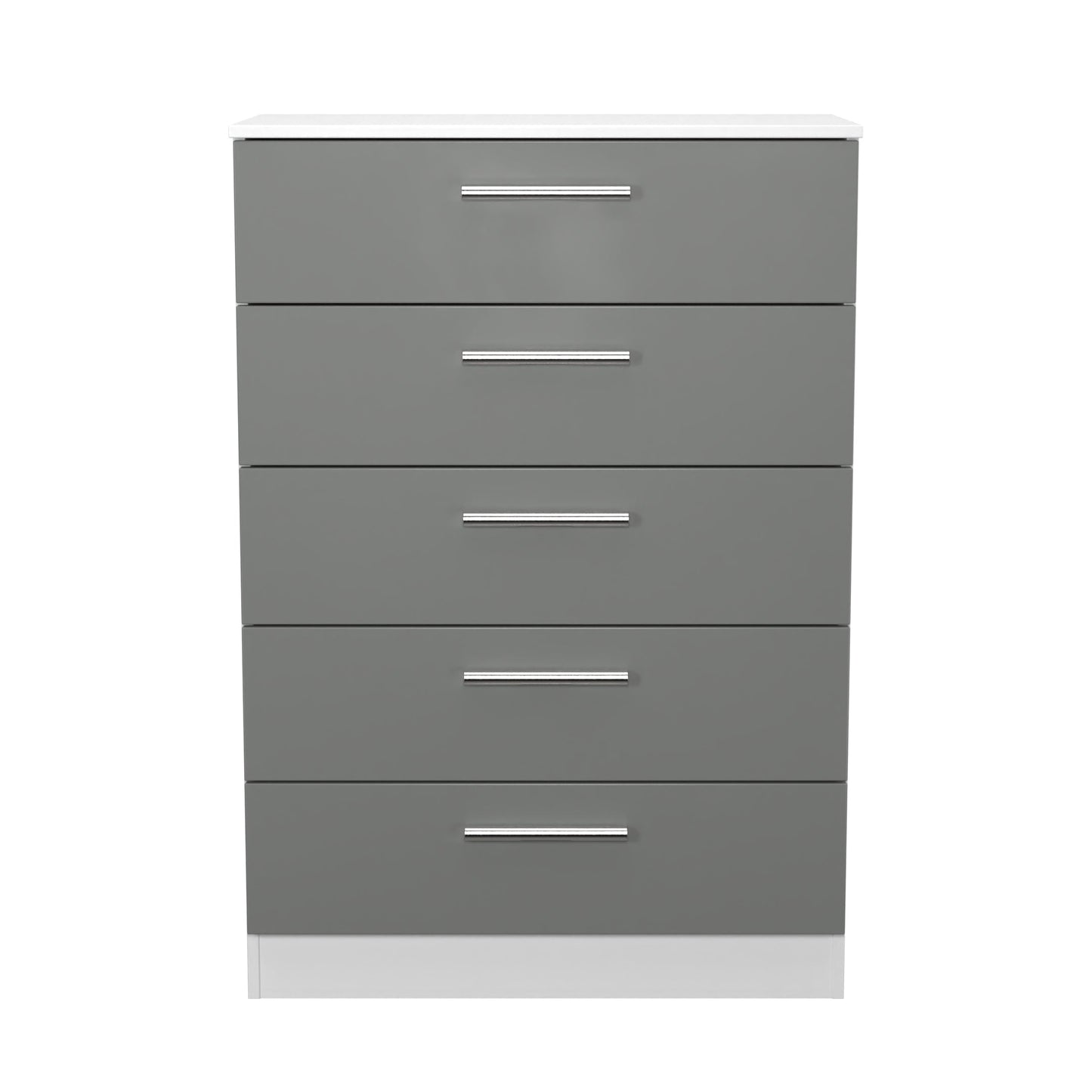 Contrast Tall Chest of Drawers Grey & White 5 Drawers 108cm