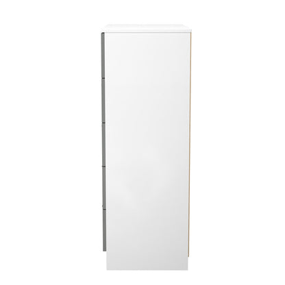 Contrast Tall Chest of Drawers Grey & White 5 Drawers 108cm