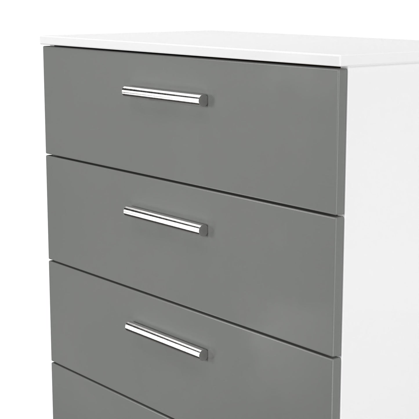 Contrast Tall Chest of Drawers Grey & White 5 Drawers 108cm