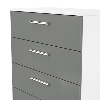 Contrast Tall Chest of Drawers Grey & White 5 Drawers 108cm