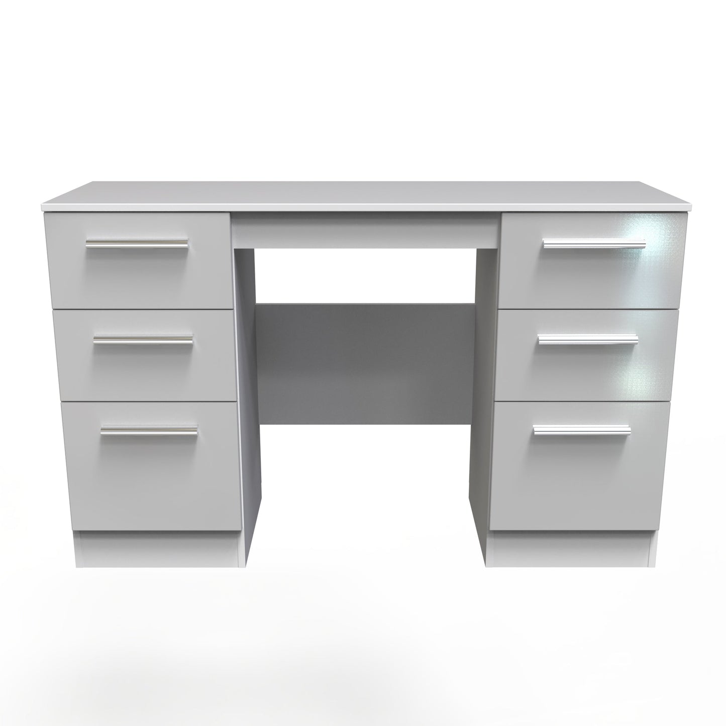 Contrast Desk Grey & White 6 Drawers 125cm