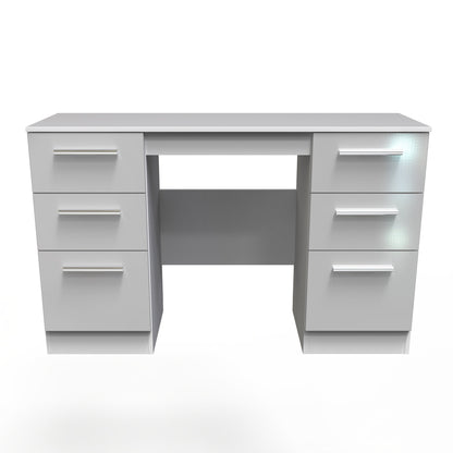 Contrast Desk Grey & White 6 Drawers 125cm