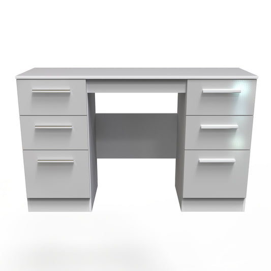 Contrast Desk Grey & White 6 Drawers 125cm