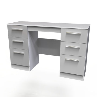 Contrast Desk Grey & White 6 Drawers 125cm
