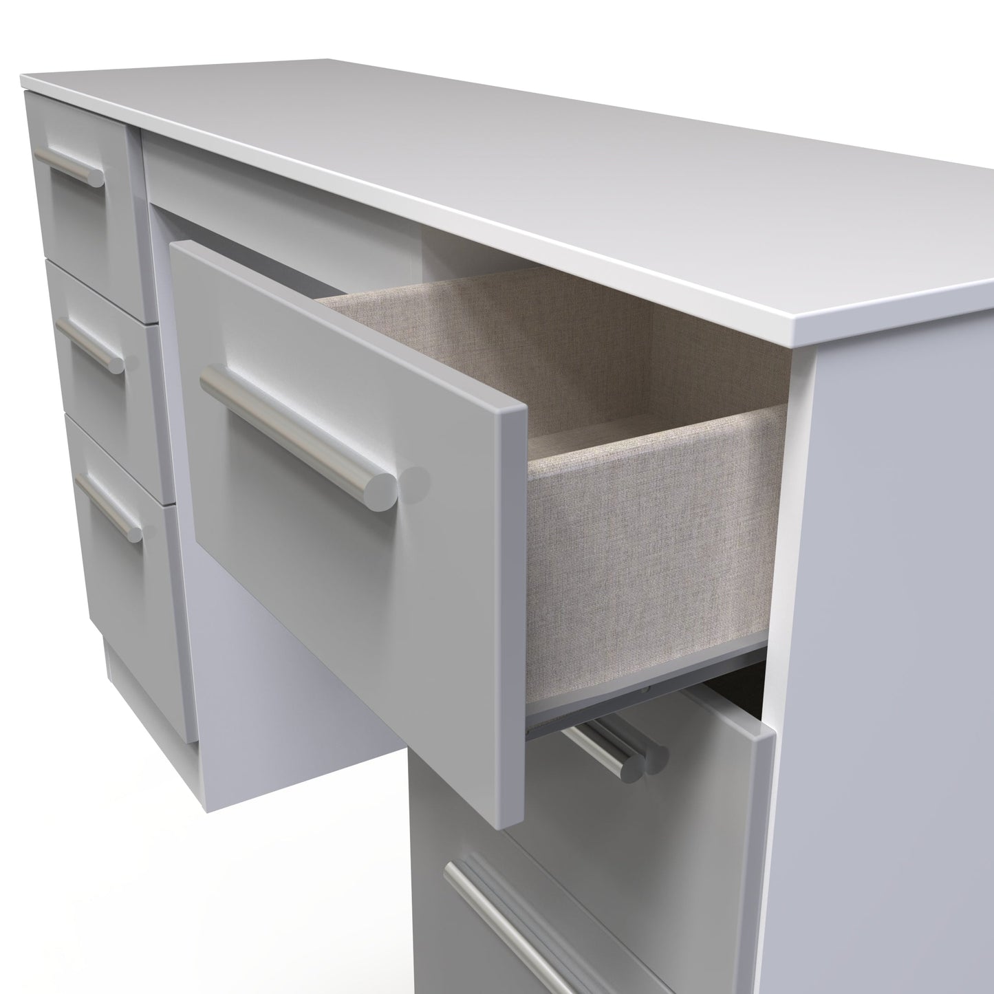 Contrast Desk Grey & White 6 Drawers 125cm
