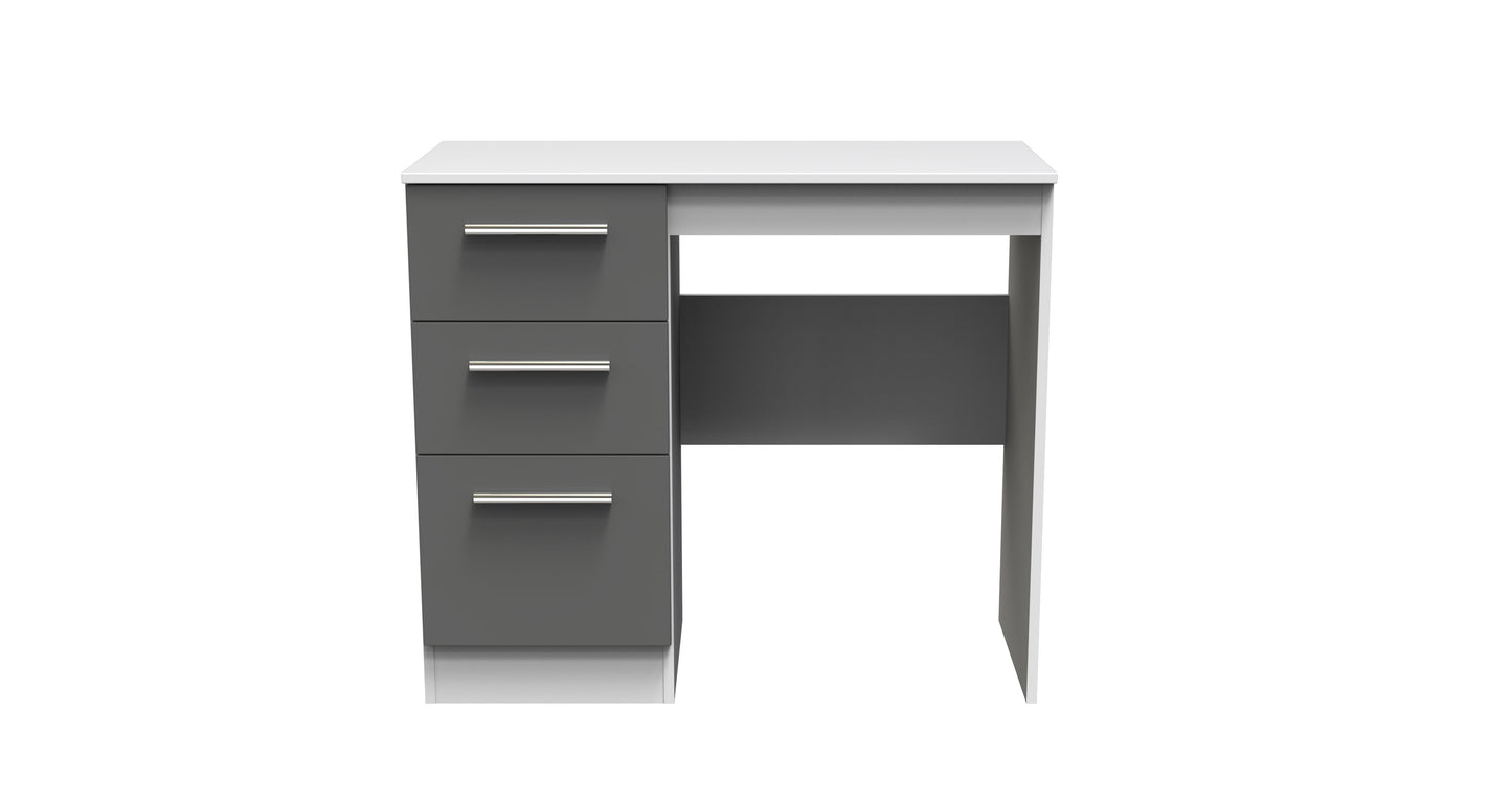 Contrast Desk Grey & White 3 Drawers 90cm
