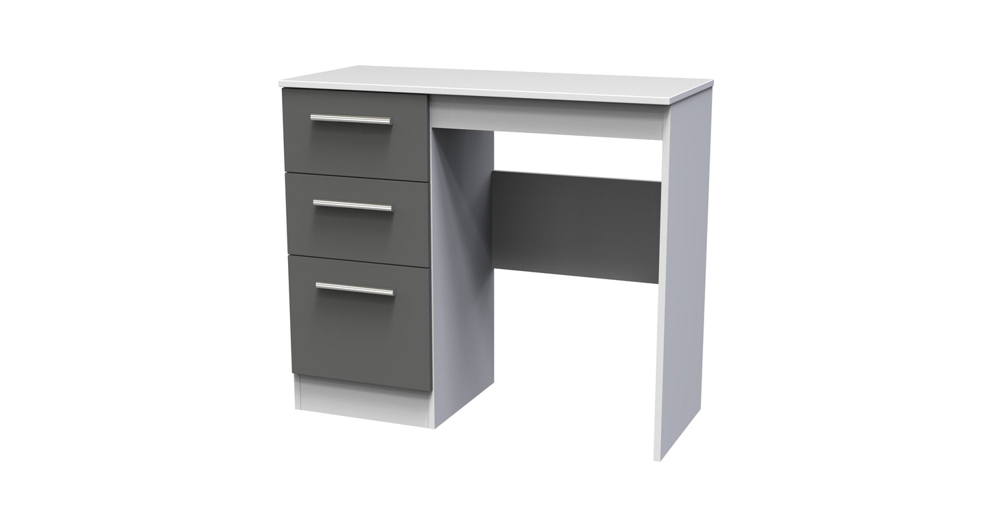 Contrast Desk Grey & White 3 Drawers 90cm