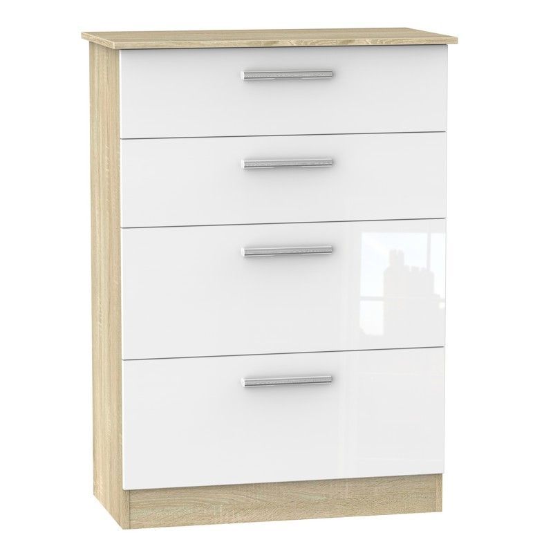 Swift Buxton Tall Chest of Drawers Natural & White 4 Drawers