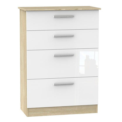 Swift Buxton Tall Chest of Drawers Natural & White 4 Drawers