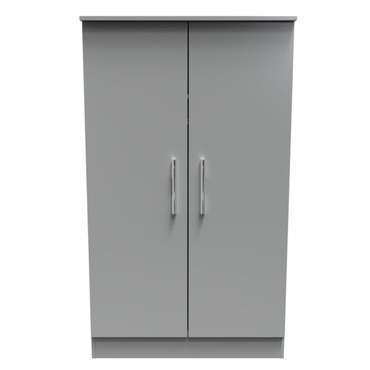 Contrast Tall Wardrobe Grey 2 Doors 1 Shelf 126cm