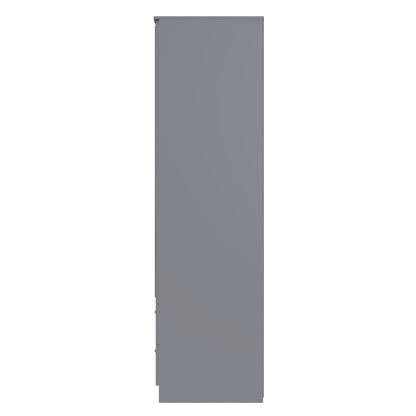 Contrast Tall Mirror Wardrobe Grey 2 Doors 2 Drawers 182cm