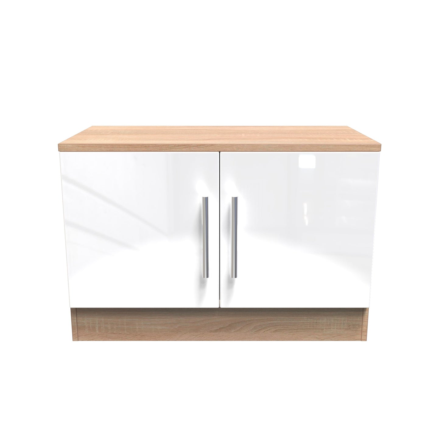 Contrast TV Unit White & Oak 2 Doors 74cm