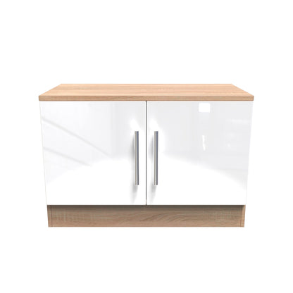 Contrast TV Unit White & Oak 2 Doors 74cm