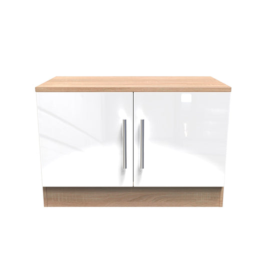 Contrast TV Unit White & Oak 2 Doors 74cm