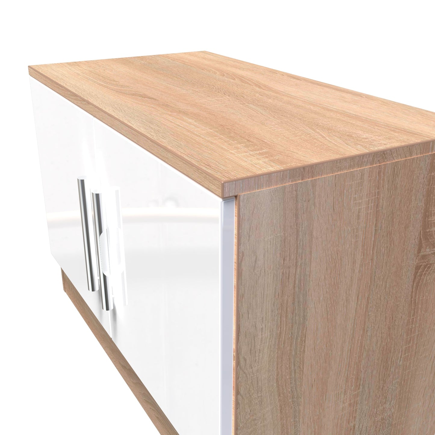 Contrast TV Unit White & Oak 2 Doors 74cm