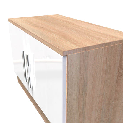 Contrast TV Unit White & Oak 2 Doors 74cm