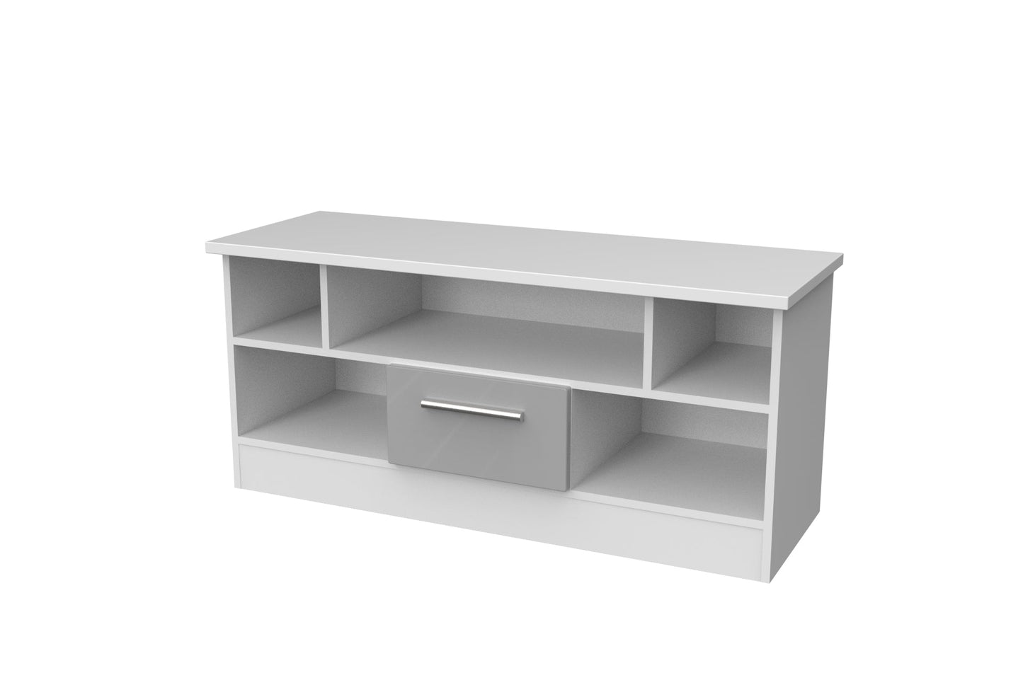 Contrast TV Unit Grey & White 5 Shelves 1 Drawer 110cm