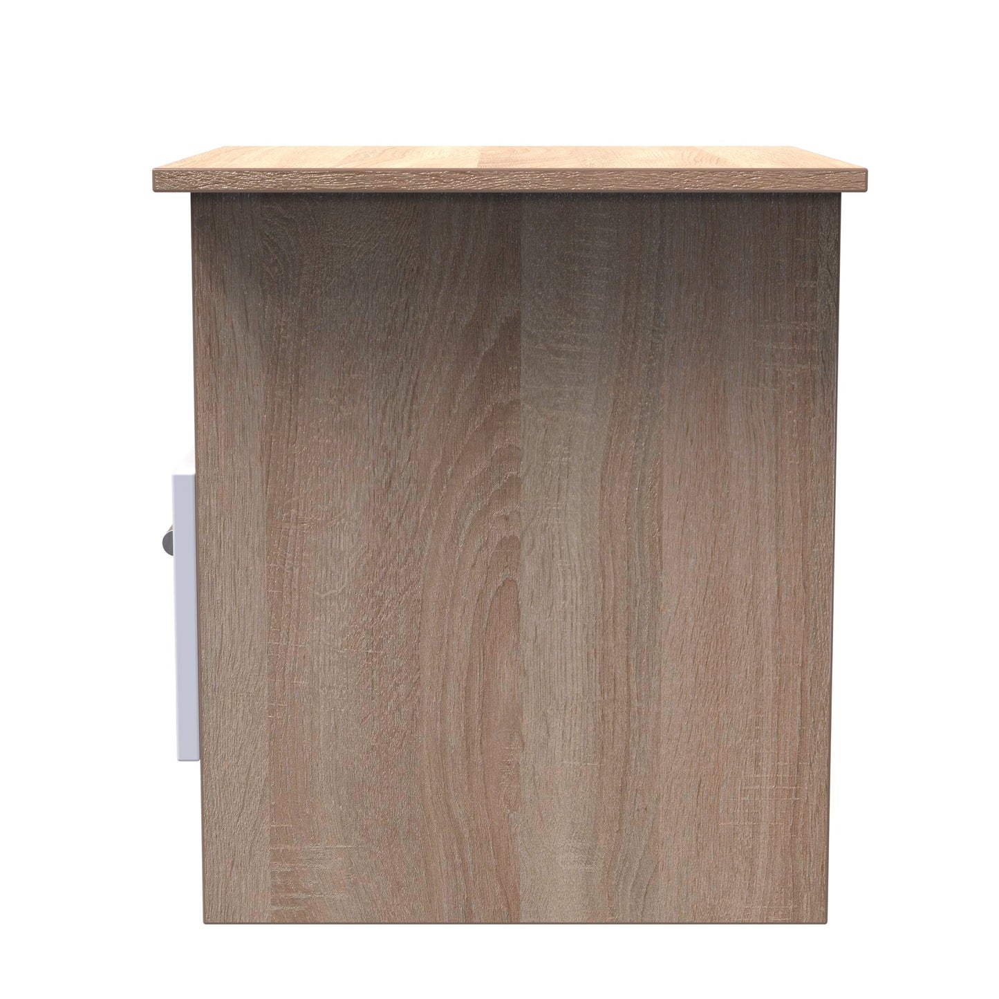 Contrast Side Table White & Oak 1 Shelf 1 Drawer 50cm
