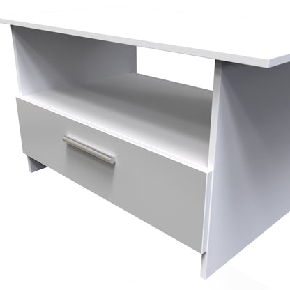 Contrast Coffee Table Grey & White 1 Shelf 1 Drawer 93cm