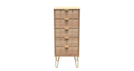 Cube Tall Tallboy Oak 5 Drawers 109cm
