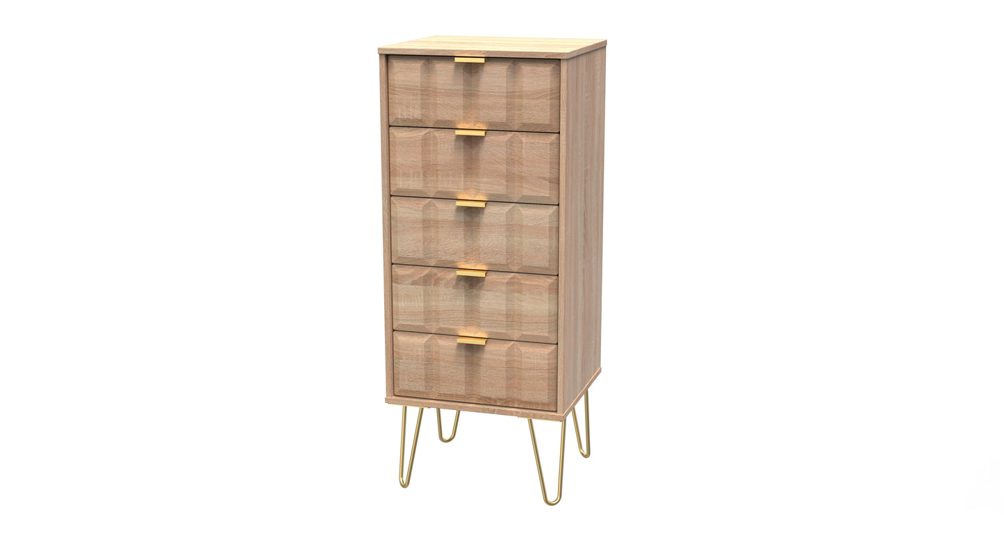 Cube Tall Tallboy Oak 5 Drawers 109cm