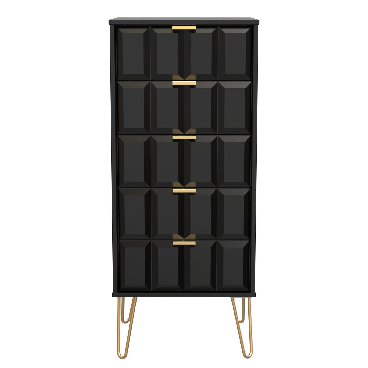 Cube Tall Tallboy Black 5 Drawers 109cm