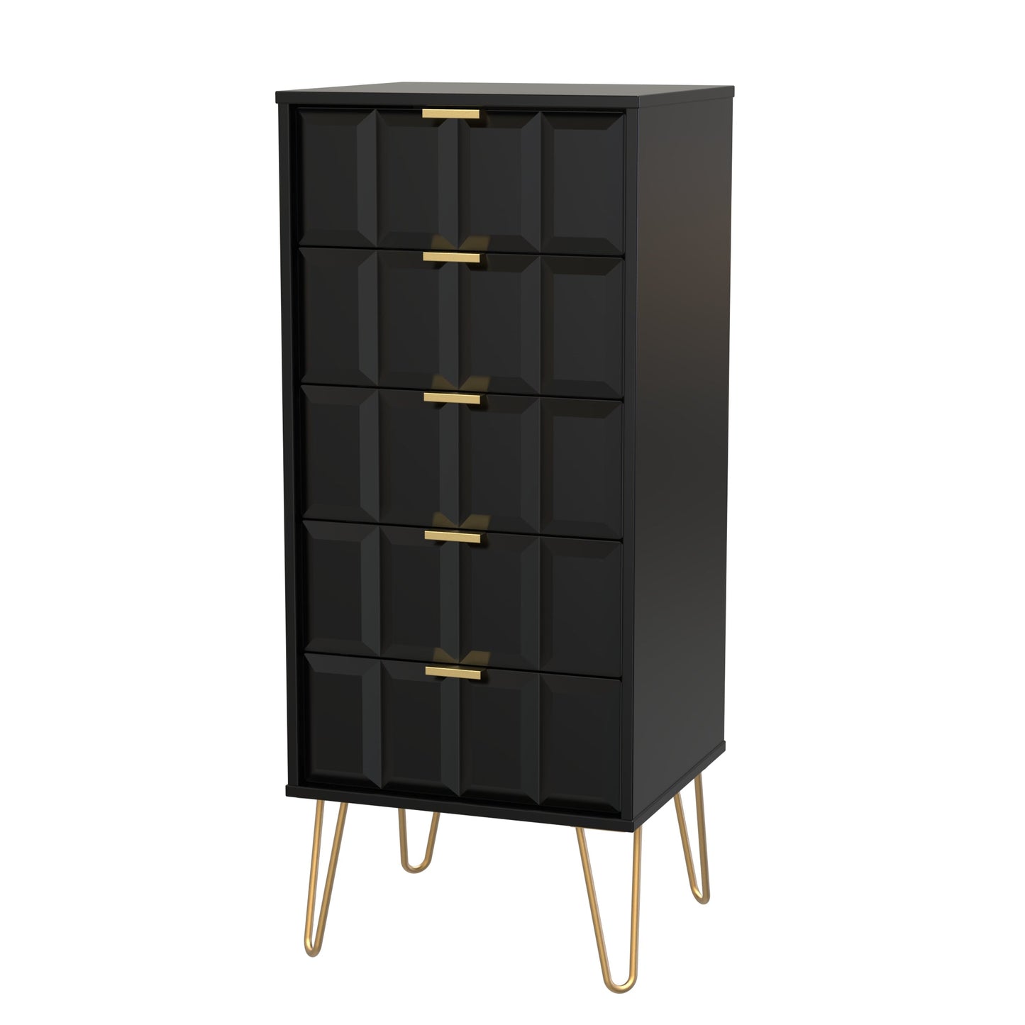 Cube Tall Tallboy Black 5 Drawers 109cm