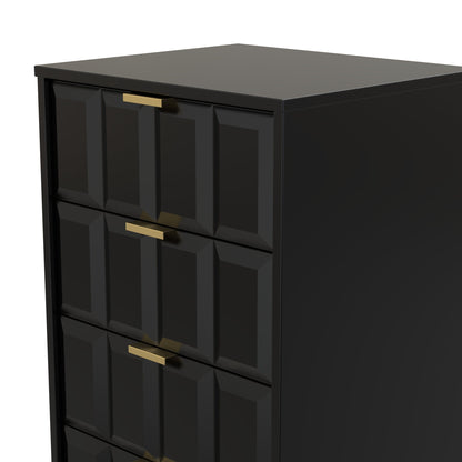 Cube Tall Tallboy Black 5 Drawers 109cm
