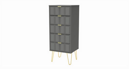 Cube Tall Tallboy Grey 5 Drawers 109cm