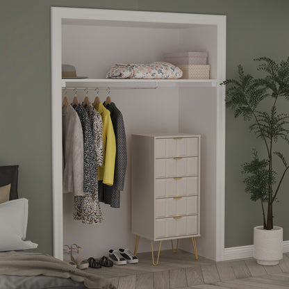 Cube Tall Tallboy Off-White 5 Drawers 109cm