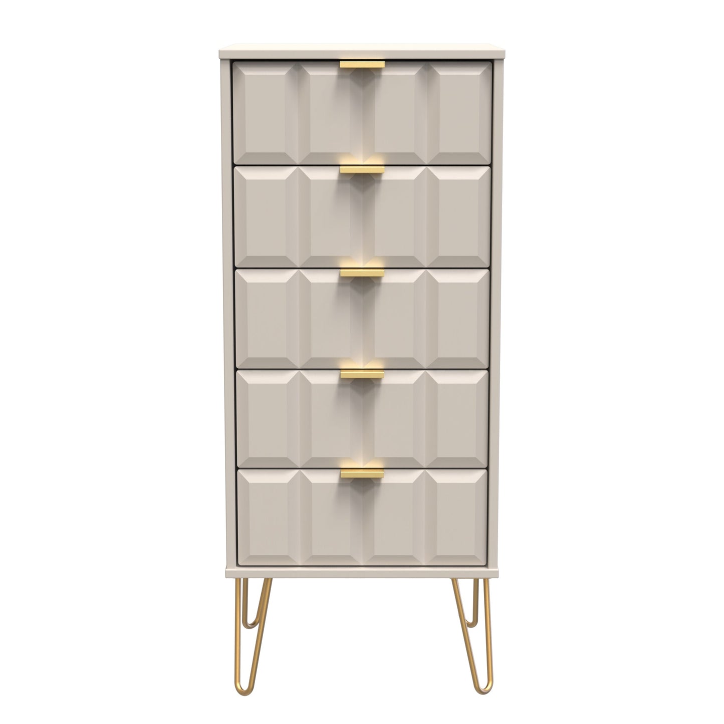 Cube Tall Tallboy Off-White 5 Drawers 109cm