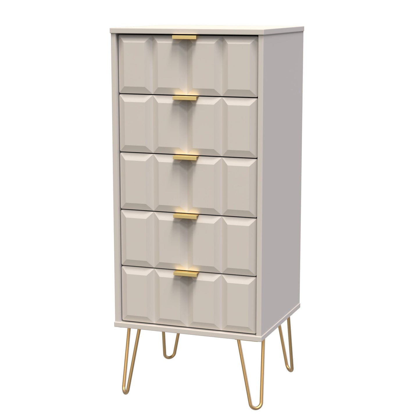 Cube Tall Tallboy Off-White 5 Drawers 109cm