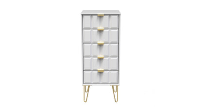 Cube Tall Tallboy White 5 Drawers 109cm
