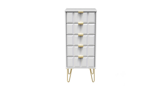 Cube Tall Tallboy White 5 Drawers 109cm