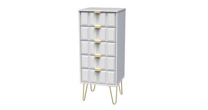 Cube Tall Tallboy White 5 Drawers 109cm