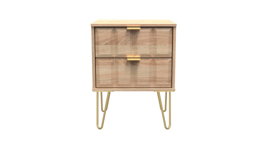 Cube Bedside Table Oak 2 Drawers 60cm