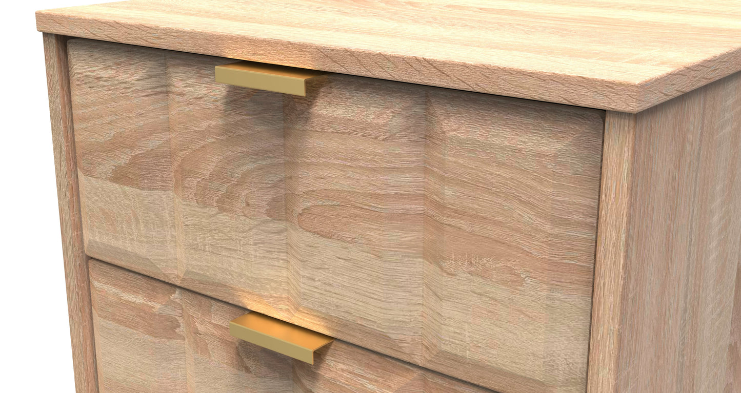 Cube Bedside Table Oak 2 Drawers 60cm