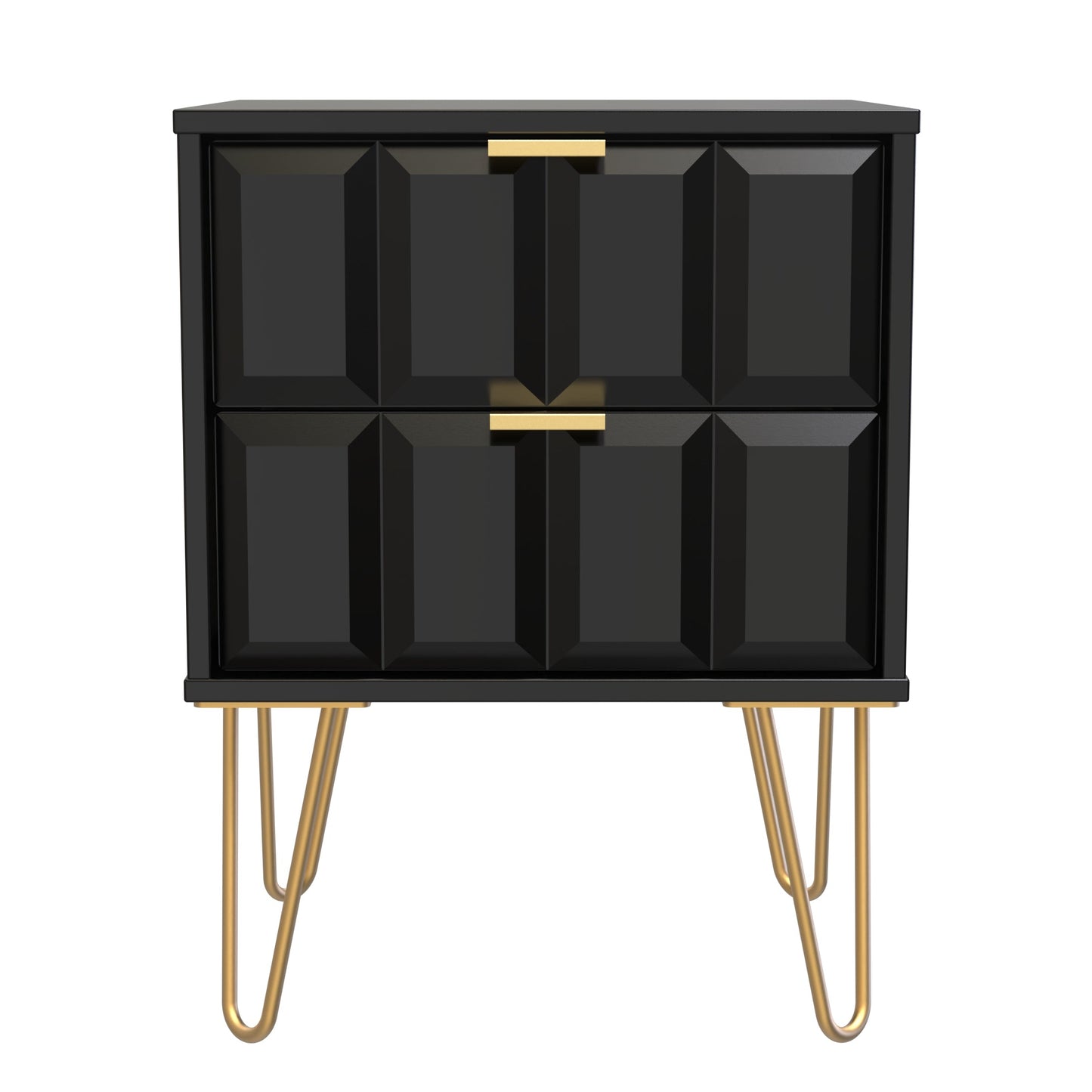 Cube Bedside Table Black 2 Drawers 60cm