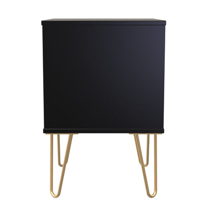 Cube Bedside Table Black 2 Drawers 60cm