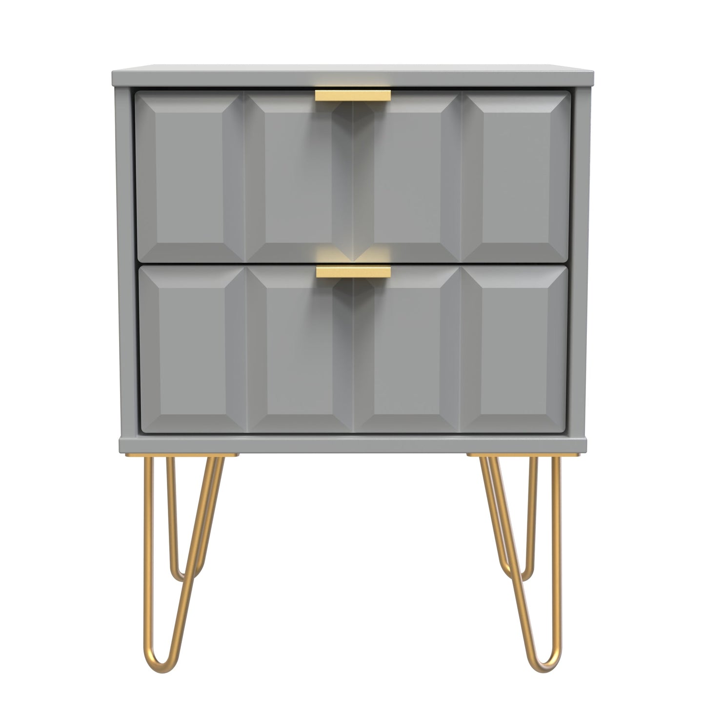 Cube Bedside Table Grey 2 Drawers 60cm