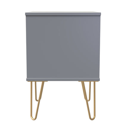 Cube Bedside Table Grey 2 Drawers 60cm