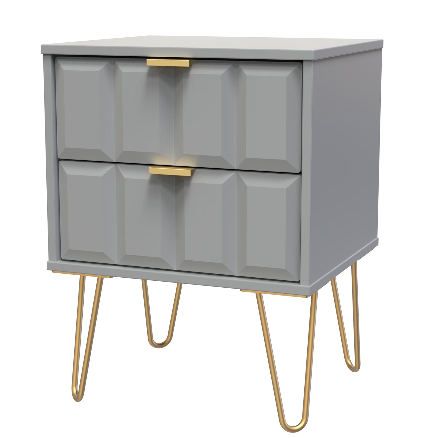 Cube Bedside Table Grey 2 Drawers 60cm