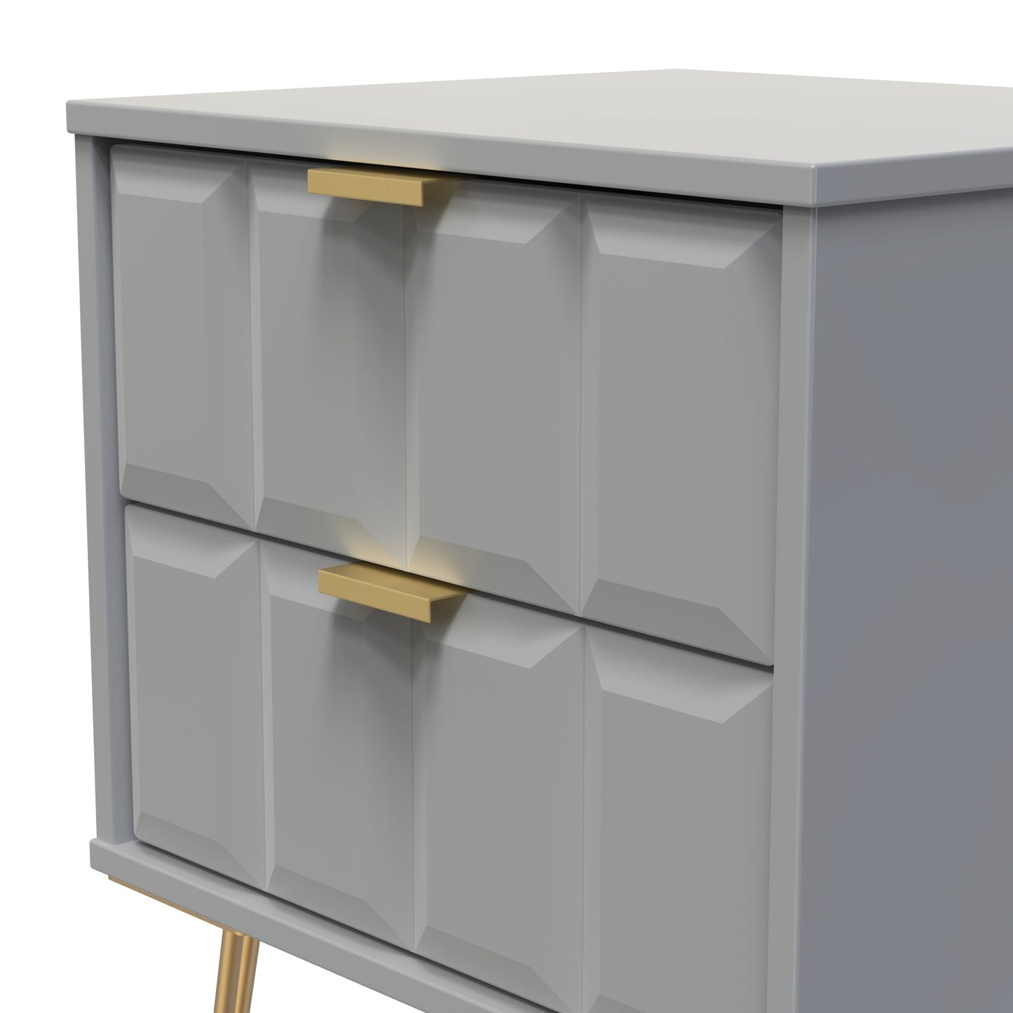 Cube Bedside Table Grey 2 Drawers 60cm
