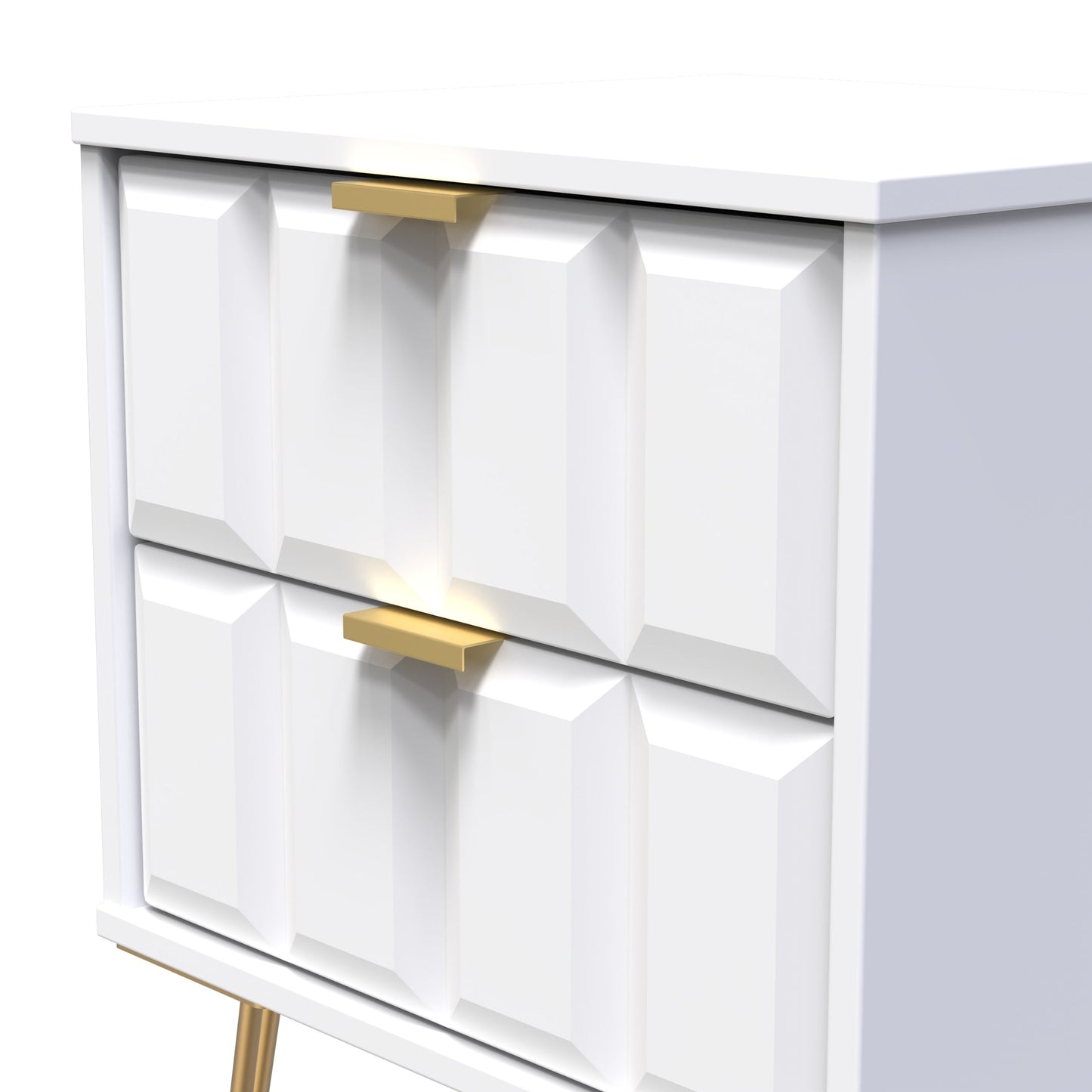 Cube Bedside Table White 2 Drawers 60cm