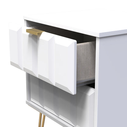 Cube Bedside Table White 2 Drawers 60cm
